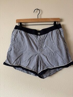 West of Breakfast Navy and Baby Blue White Pinstripe Cotton Pajama Boxer Shorts